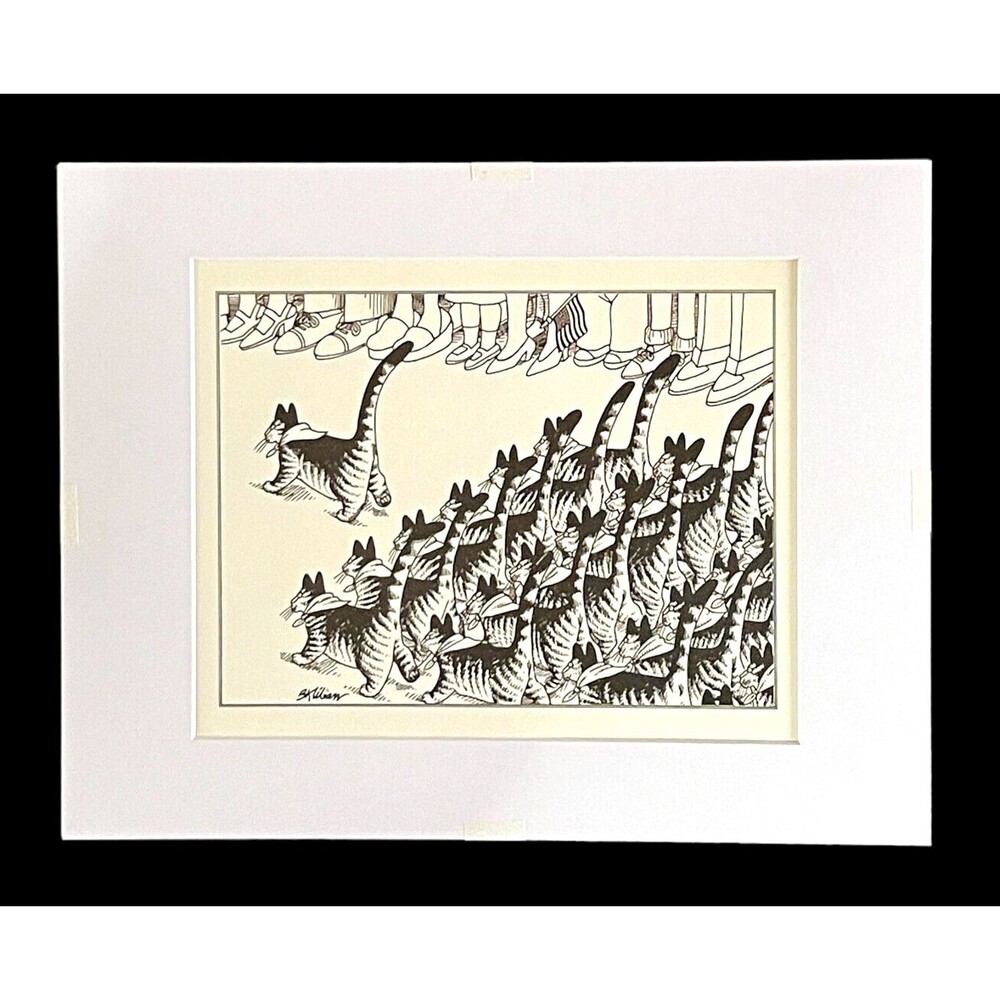 VTG B Kliban Art Print 1977 Funny Cats Rare Calendar Lithograph 14"x 11" July - Picture 4 of 8